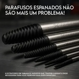 Kit Extrator Saca Parafuso Quebrado Danificado Enferrujado 3 A 22mm - 6 Peças Aço Carbono Resistente - Estojo Incluso - Imagem 2