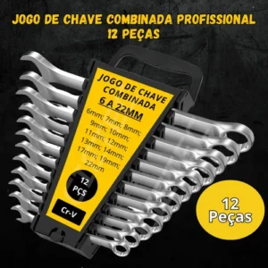 Jogo Chaves Combinadas Kit Ferramentas Soquete Catraca Chave De Boca Combinada 58 Peças Crv Cietec - Imagem 6