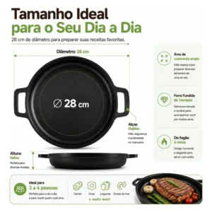 Frigideira De Ferro Fundido 28cm Para Bifes E Grelhados - Imagem 5
