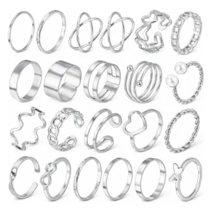 Conjunto Anéis Dourados Femininos Ajustáveis Moda - Imagem 2