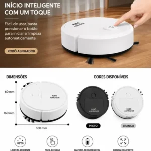 Robô Aspirador Inteligente Kapbom Branco Silencioso 3 Em 1 - Imagem 3