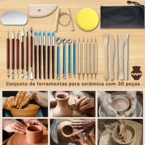 Kit 30 Peças De Ferramentas De Modela Esculpir De Cerâmi - Imagem 2