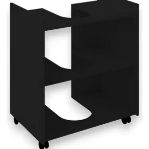 Gabinete Coluna Para Banheiro Pequeno Pia De Coluna Preto Ripado - Imagem 2
