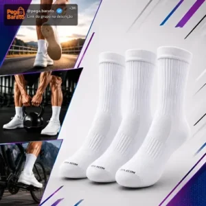 Kit 3 Meias Poliamida Corrida Esportiva Bike Runing Academia - Imagem 1