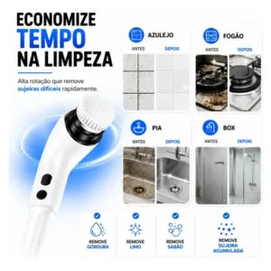 Escova De Limpeza Elétrica 9 Em 1 Giratória 360° Multiuso Esfregão Mop Recarregável Com Cabo Alongador Para Banheiro Cozinha Piso Azulejo Janela Rejunte Vidro - Imagem 5