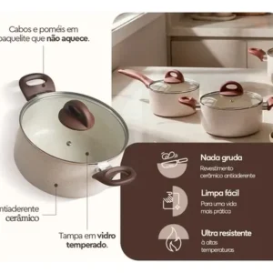 Jogo De Panelas Smart Plus Vanilla Indução Cerâmico 5peças Brinox 4774/101 - Imagem 5