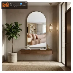 Espelho 100x50 Decorativo Grande Corpo Inteiro Com Moldura Preto - Imagem 1