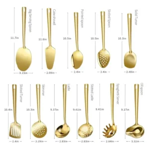 Kit Faqueiro Dourado Luxo Jogo Talheres Inox 11 Pçs - Imagem 4