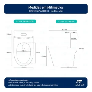 Vaso Sanitário Monobloco Caixa Acoplada Completo Privada C - Imagem 11