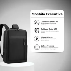 Mochila Bolsa Para Notebook 15.6 Executiva Modelo Premium Saída Usb Polares Cor Preto - Imagem 8