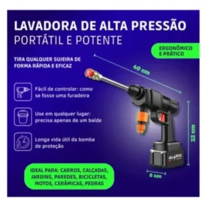 Lavadora Alta Pressão Portátil 96v 1000w Kit Mala 2 Baterias - Imagem 4