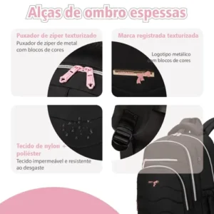 Mochila feminina, impermeável, reforçada, com capacidade para laptop de 15,6 polegadas, 24L, mochila para viagens diárias e para a escola - Imagem 9