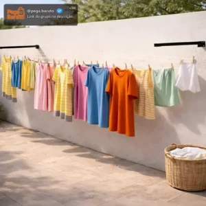 Varal De Roupa Retratil Dobravel De Parede + 20m De Corda - Imagem 1