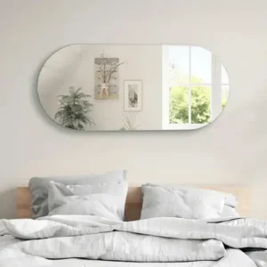 Espelho Lopazzi Orgânico 90x40cm Lapidado Luxo Moderno Oval 90x40cm Suporte - Imagem 7