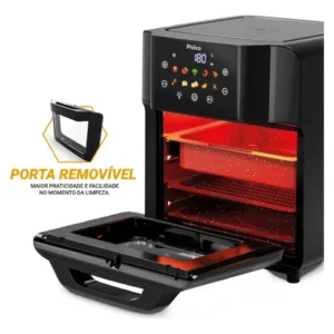 Philco PAF15C Fritadeira Air Fryer Oven 15 Litros Revestimento Redstone Porta Removível Luz Interna 10 Funções Preta - Imagem 3