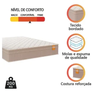 Colchão Casal Molas Qatar 138x188x22cm Bege/branco Inducol Cor Bege - Imagem 4