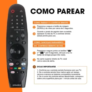 Controle Remoto Para Smart Tv LG An-mr19ba Thinq Ai Magic An-mr21ga 4k Audiogeek Comando De Voz E Mouse Com Controle Por Movimento Oled Qled Enveloz Com Pilhas - Imagem 6