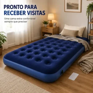 Colchão Inflável Casal Omega Azul 191x137x22cm Kit Reparo - Imagem 5