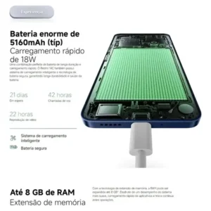 Xiaomi Redmi 14c 4G 256 GB 8 GB RAM dual sim cor preto - Imagem 6