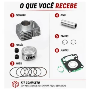 Kit Cilindro Motor Fan 125 Cg 125 Titan 125 2009 - 2018 Novo - Imagem 4