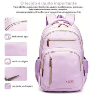 Mochila feminina, ideal para deslocamentos diários, viagens e estudos, impermeável, reforçada, com capacidade para portátil, 24L (Roxo) - Imagem 5