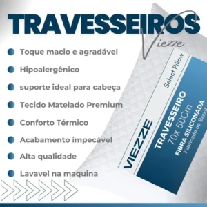 Kit 2 Travesseiros Luxo Matelado Fibra Antialérgica 70x50cm Branco - Imagem 7