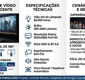 Projetor Portatil Full Hd 4k Wifi Bluetooth Hdmi Cinema - Imagem 2