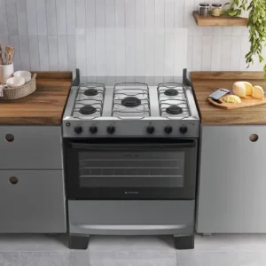 Fogão 5 Bocas Atlas Mônaco Plus com Mesa de Inox Automático Titanium Bivolt - Imagem 6