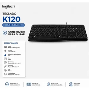 Teclado com fio USB Logitech K120 com Layout ABNT2 - Imagem 4