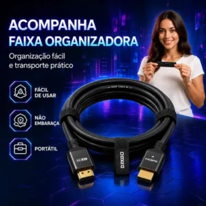 Cabo HDMI 8K 2.1 Blackone 2m Compatível PS5 Xbox 48Gbps Conector Ouro - Imagem 8