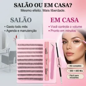 Kit Extensão de Cílios Tufos Mix 30D e 40D com Cola e Pinça para Maquiagem - Imagem 7