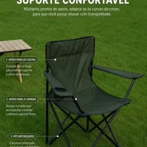 Cadeira Dobrável Para Camping E Pesca Com Suporte Para Copos - Imagem 5