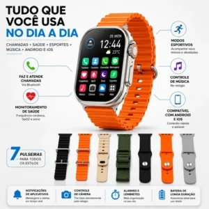 Relógio Smartwatch Wisme Ws10-2 Com Kit 7 Pulseiras - Imagem 4