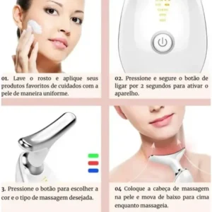 Massageador Facial e Pescoço com LED, Vibração e Fototerapia para Rejuvenescer - Imagem 5