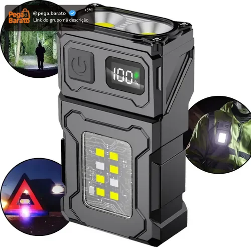 Lanterna Tatica Militar Potente Forte Recarregavel Multiuso Emergência Automotiva Prova Dagua C/ Power Bank