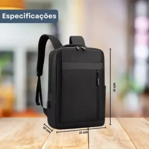 Mochila Bolsa Para Notebook 15.6 Executiva Modelo Premium Saída Usb Polares Cor Preto - Imagem 9
