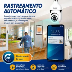 Câmera de Segurança IP Wi-Fi Lâmpada E27 HW 360° Full HD com Visão Noturna e Áudio - HW - Imagem 5