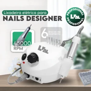 Lixadeira De Unha Motor Elétrica Nail Drill Profissional Gel Portátil Porquinho Potente Lixa 45000 Rpm Salão Manicure Lixador Aparelho Com Pedal Caneta Polidora Design Cor Branco Lfal - Imagem 4
