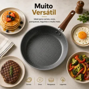 Frigideira de Indução Cerâmica Antiaderente Grande Não Gruda Frita Sem Óleo Fogão a Gás Indução Cooktop Elétrico Panela 24cm Cinza Carneiri - Imagem 9