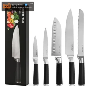 Conjunto De Facas Profissional Cozinha Premium Inox 5 Peças - Imagem 1