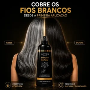 Shampoo Cation Preto Ou Castanho 400ml - Cobre Fios Brancos - Imagem 3