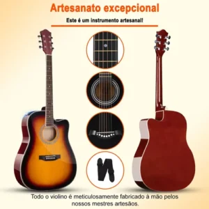 Kit 38in Violão Acústico Clássico Iniciante Afinador+estojo - Imagem 7