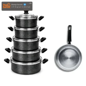 Kit Jogo De Panelas 6 Peças Com Tampa De Vidro Para Cozinha - Imagem 1