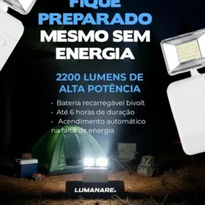 Kit Com 2 Luminária De Emergência Led 2200 Lumens 20W Potente Forte Profissional Recarregável 127/220v Bivolt 6h - Imagem 4