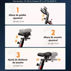 Bicicleta Ergométrica Spinning Cardio E Musculação XSP50VM Em Aço - Imagem 6