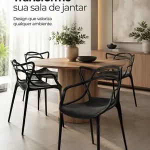 Kit 6 Cadeiras de Jantar Allegra Waw Design Empilhável em Polipropileno Preto - Imagem 5