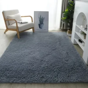 Tapete Decorativo Felpudo 2,00x1,50 Sala Quarto Escritório Cor Cinza Liso Pelo Alto Casa Laura Enxovais - Imagem 3