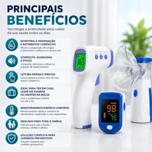 Kit Nebulizador Portátil+ Termômetro Digital+ Saturimeto O2 - Imagem 3