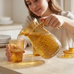 Conjunto Jarra e 6 Copos Âmbar 7 Peças Vidro Acrílico 900ml - Imagem 8