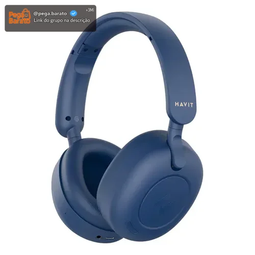Headphone Havit H655bt Anc Hibrido Bluetooth 5.3 Multiponto Cor Azul